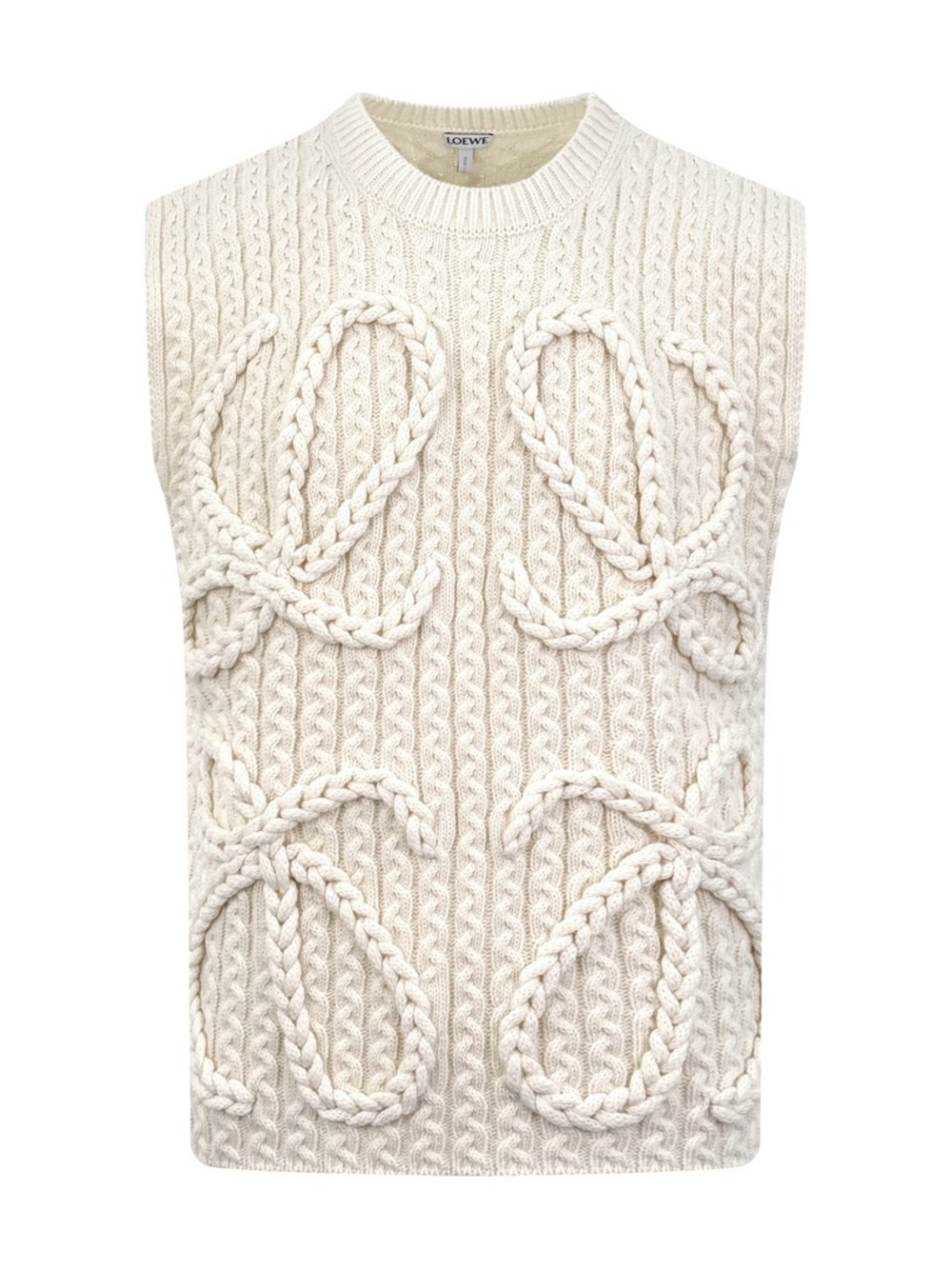 Loewe Cream Braided Cable-Knit Sleeveless Top
